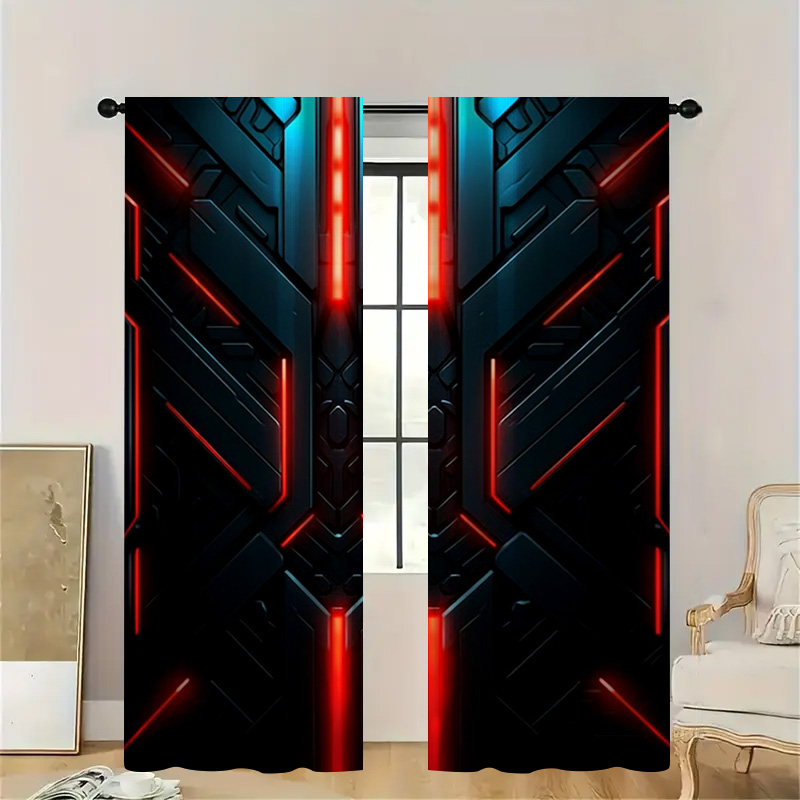 2pcs Tech Geometric Curtains w - Tech Office Youtube review and price