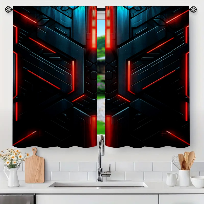2pcs Tech Geometric Curtains w - Tech Office Youtube review and price