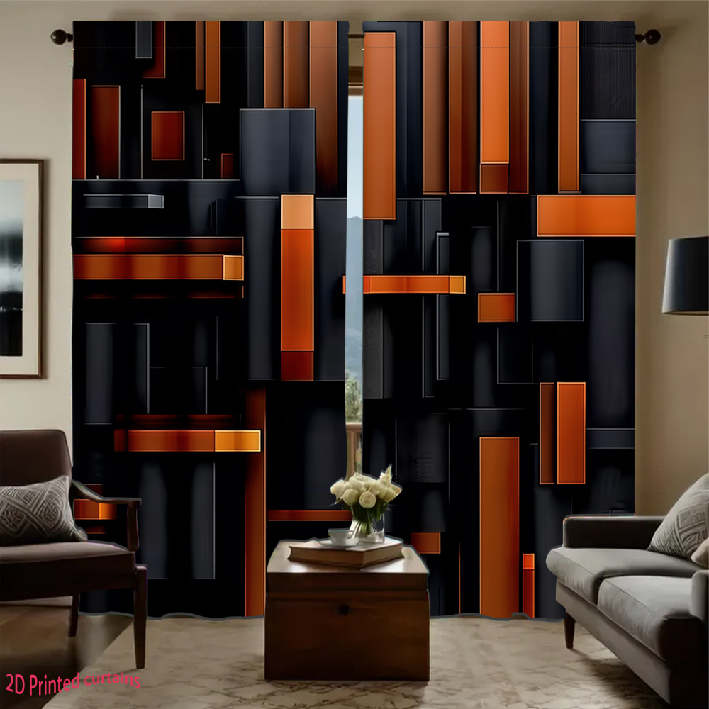 2pcs Abstract Geometric Curtai - Tech Office Youtube review and price