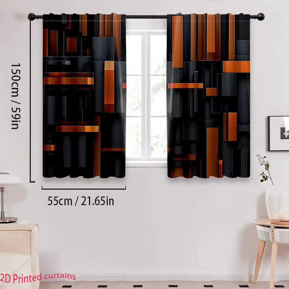 2pcs Abstract Geometric Curtai - Tech Office Youtube review and price