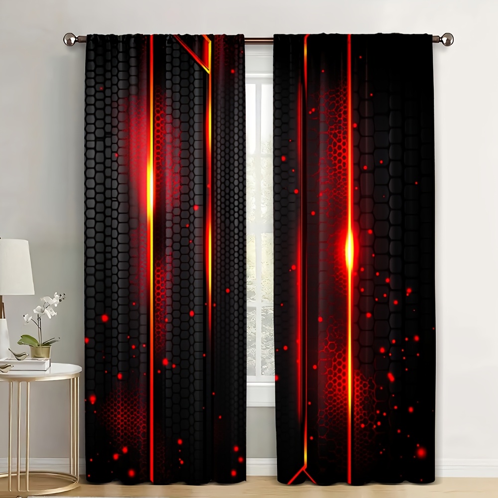 2pcs Lava Curtains Black Red C - Tech Office Youtube review and price