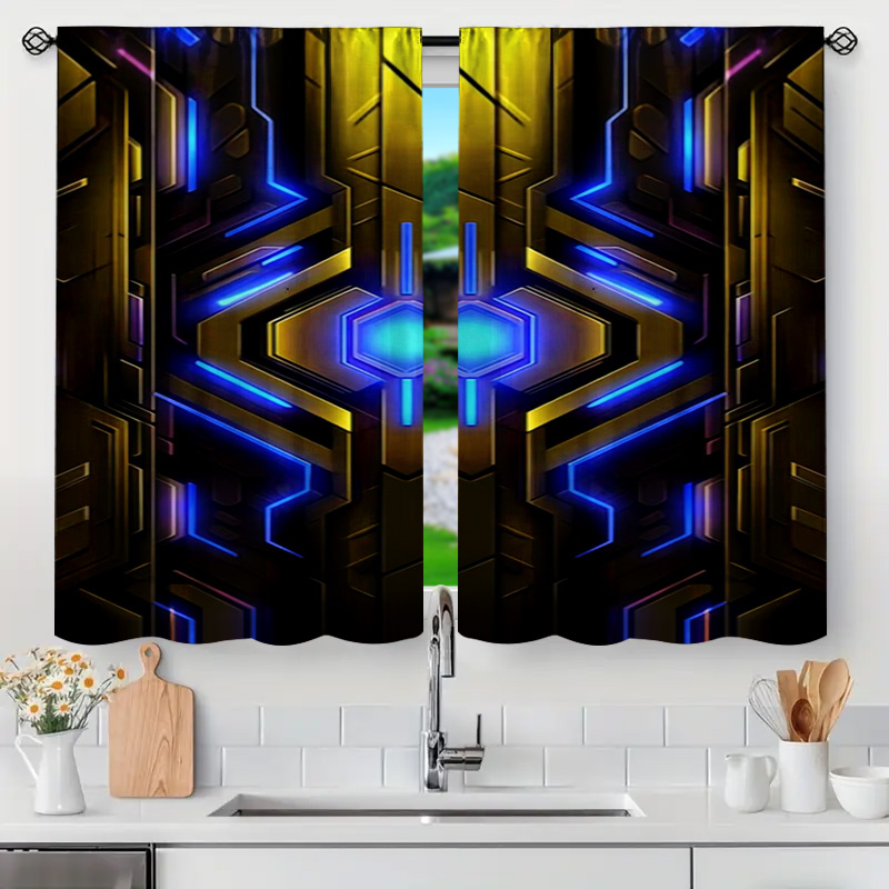 2pcs Geometric Tech Curtains w - Tech Office Youtube review and price