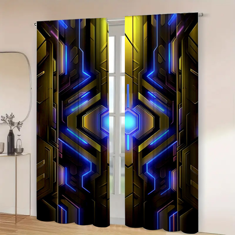 2pcs Geometric Tech Curtains w - Tech Office Youtube review and price