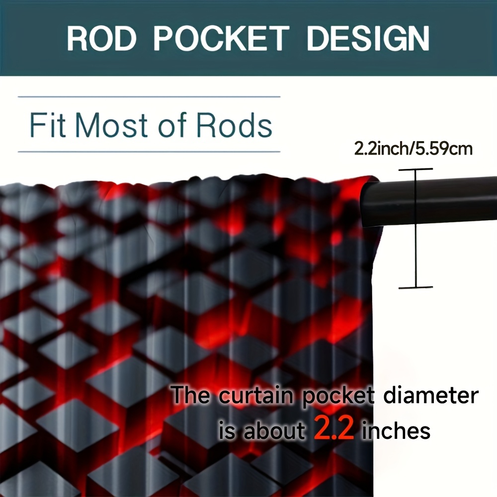 2pcs Geometric Curtains Red Bl - Tech Office Youtube review and price